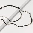 BLACK SPINEL AND PEARL NECKLACE IN YELLOW GOLD - MINERAL NECKLACES - NECKLACES