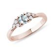 AQUAMARINE AND DIAMOND RING IN ROSE GOLD - AQUAMARINE RINGS - RINGS