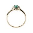 EMERALD AND DIAMOND HALO RING IN YELLOW GOLD - EMERALD RINGS - RINGS