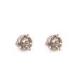 PUCES D'OREILLES EN OR ROSE AVEC DIAMANTS CHAMPAGNES - PUCES D'OREILLES EN DIAMANT - BOUCLES D'OREILLES