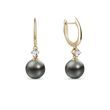 BOUCLES D'OREILLES EN OR JAUNE, PERLES DE TAHITI, DIAMANTS - BOUCLES D'OREILLES EN PERLES - PERLES