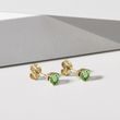 Green Diamond Gold Stud Earrings