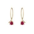 BOUCLES D'OREILLES RUBAN EN OR AVEC RUBIS RONDS - BOUCLES D'OREILLES EN RUBIS - BOUCLES D'OREILLES