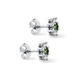 MOLDAVITE AND DIAMOND FLORAL STUDS IN WHITE GOLD - MOLDAVITE EARRINGS - EARRINGS