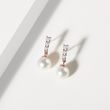 BOUCLES D'OREILLES EN OR ROSE AVEC PERLES ET BRILLANTS - BOUCLES D'OREILLES EN PERLES - PERLES