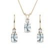 COLLIER ET BOUCLES D'OREILLES EN OR JAUNE ET AIGUES-MARINES - ENSEMBLES DE BIJOUX EN GEMMES - BIJOUX
