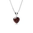GARNET AND DIAMOND PENDANT IN WHITE GOLD - GARNET NECKLACES - NECKLACES