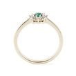 EMERALD AND DIAMOND FLOWER GOLD RING - EMERALD RINGS - RINGS