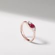 RING WITH RUBY ​​AND BRILLIANTS IN ROSE GOLD - RUBY ENGAGEMENT RINGS - ENGAGEMENT RINGS