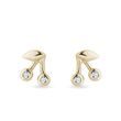 BOUCLES D'OREILLES CERISES EN OR JAUNE 14CT - BOUCLES D'OREILLES EN DIAMANT - BOUCLES D'OREILLES