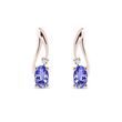 BOUCLES D'OREILLES EN OR ROSE AVEC TANZANITES ET DIAMANTS - BOUCLES D’OREILLES EN TANZANITE - BOUCLES D'OREILLES