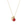 COLLIER EN OR AVEC CORAIL ET UNE PETITE FEUILLE - COLLECTION SEASONS - COLLECTIONS KLENOTA