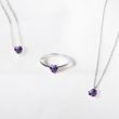 Heart-shaped amethyst pendant necklace in white gold
