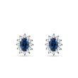 OVAL SAPPHIRE AND DIAMOND EARRINGS IN WHITE GOLD - SAPPHIRE EARRINGS - EARRINGS