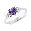 RING WITH A HEART CUT AMETHYST AND BRILLIANTS - AMETHYST RINGS - RINGS