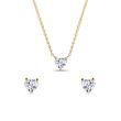 DIAMOND HEART GOLD EARRING AND NECKLACE SET - DIAMOND SETS - FINE JEWELRY