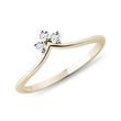 YELLOW GOLD CHEVRON RING WITH THREE DIAMONDS - WEDDING RINGS WITH DIAMONDS - WEDDING RINGS