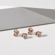CHAMPAGNE DIAMOND EARRINGS IN 14K ROSE GOLD - DIAMOND STUD EARRINGS - EARRINGS