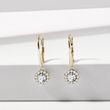 PENDANTES HALO D'OR JAUNE AVEC DIAMANTS - BOUCLES D'OREILLES EN DIAMANT - BOUCLES D'OREILLES