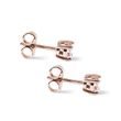 PUCES D'OREILLES EN OR ROSE SERTIES DE MORGANITES - BOUCLES D'OREILLES EN MORGANITE - BOUCLES D'OREILLES