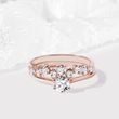 ORIGINAL ENGAGEMENT SET WITH DIAMONDS IN ROSE GOLD - ENGAGEMENT AND WEDDING MATCHING SETS - ENGAGEMENT RINGS