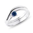 SAPPHIRE AND DIAMOND ENGAGEMENT SET IN WHITE GOLD - ENGAGEMENT AND WEDDING MATCHING SETS - ENGAGEMENT RINGS