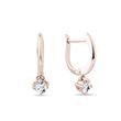 BOUCLES D'OREILLES CRÉOLES EN OR ROSE AVEC UN DIAMANT - BOUCLES D'OREILLES EN DIAMANT - BOUCLES D'OREILLES