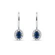 BOUCLES D'OREILLES EN OR BLANC AVEC SAPHIR OVALE ET DIAMANTS - BOUCLES D'OREILLES EN SAPHIR - BOUCLES D'OREILLES