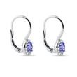 BOUCLES D'OREILLES EN OR BLANC AVEC TANZANITE OVALE ET DIAMANTS - BOUCLES D’OREILLES EN TANZANITE - BOUCLES D'OREILLES