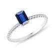 SAPPHIRE RING WITH DIAMONDS IN WHITE GOLD - SAPPHIRE ENGAGEMENT RINGS - ENGAGEMENT RINGS