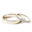 HIS AND HERS YELLOW GOLD WEDDING RING SET WITH HALF ETERNITY AND SHINY FINISH - YELLOW GOLD WEDDING SETS - WEDDING RINGS