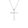 PENDENTIF D'OR BLANC FORGÉ EN CROIX AVEC DIAMANT - COLLIERS AVEC DIAMANTS - COLLIERS