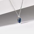WHITE GOLD NECKLACE WITH OVAL SAPPHIRE - SAPPHIRE NECKLACES - 