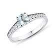 AQUAMARINE AND DIAMOND ENGAGEMENT RING IN WHITE GOLD - AQUAMARINE RINGS - RINGS