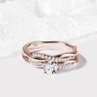 ROSE GOLD RING WITH A CENTRAL WHITE DIAMOND - DIAMOND ENGAGEMENT RINGS - ENGAGEMENT RINGS