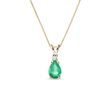 EMERALD AND DIAMOND PENDANT ON YELLOW GOLD CHAIN - EMERALD NECKLACES - NECKLACES