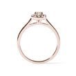 CHAMPAGNE AND CLEAR DIAMOND ROSE GOLD HALO RING - FANCY DIAMOND ENGAGEMENT RINGS - ENGAGEMENT RINGS