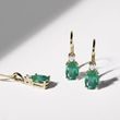 OVAL EMERALD AND DIAMOND GOLD NECKLACE - EMERALD NECKLACES - NECKLACES