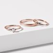 DIAMOND AND SATIN FINISH ROSE GOLD WEDDING RING SET - ROSE GOLD WEDDING SETS - WEDDING RINGS