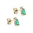 BOUCLES D'OREILLES EN OR JAUNE, ÉMERAUDES ET DIAMANTS - BOUCLES D'OREILLES EN ÉMERAUDE - BOUCLES D'OREILLES