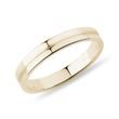 Women's square profile engraved wedding ring in yellow gold
