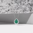 ELEGANT DIAMOND NECKLACE WITH EMERALD IN WHITE GOLD - EMERALD NECKLACES - NECKLACES