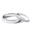 HIS AND HERS WHITE GOLD WEDDING RING SET WITH HALF ETERNITY AND SHINY FINISH - WHITE GOLD WEDDING SETS - WEDDING RINGS