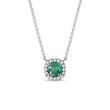 EMERALD AND DIAMOND HALO NECKLACE IN WHITE GOLD - EMERALD NECKLACES - NECKLACES
