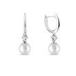 BOUCLES D'OREILLES EN OR BLANC SERTIES DE PERLES ET DE BRILLANTS - BOUCLES D'OREILLES EN PERLES - PERLES