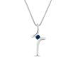 COLLIER EN OR AVEC PENDENTIF EN CROIX ET SAPHIR BLEU - COLLIERS AVEC SAPHIR - COLLIERS