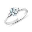 AQUAMARINE RING WITH SMALL DIAMONDS IN WHITE GOLD - AQUAMARINE RINGS - RINGS