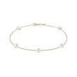 GOLDKETTENARMBAND MIT 5 WEISSEN PERLEN - PERLEN ARMBÄNDER - PERLEN