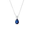 SAPPHIRE AND DIAMOND PENDANT IN WHITE GOLD - SAPPHIRE NECKLACES - NECKLACES