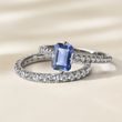 LUXURIÖSER DIAMANTVERLOBUNGSRING MIT CEYLON-SAPHIR IN WEISSGOLD - SAPHIRVERLOBUNGSRINGE - VERLOBUNGSRINGE